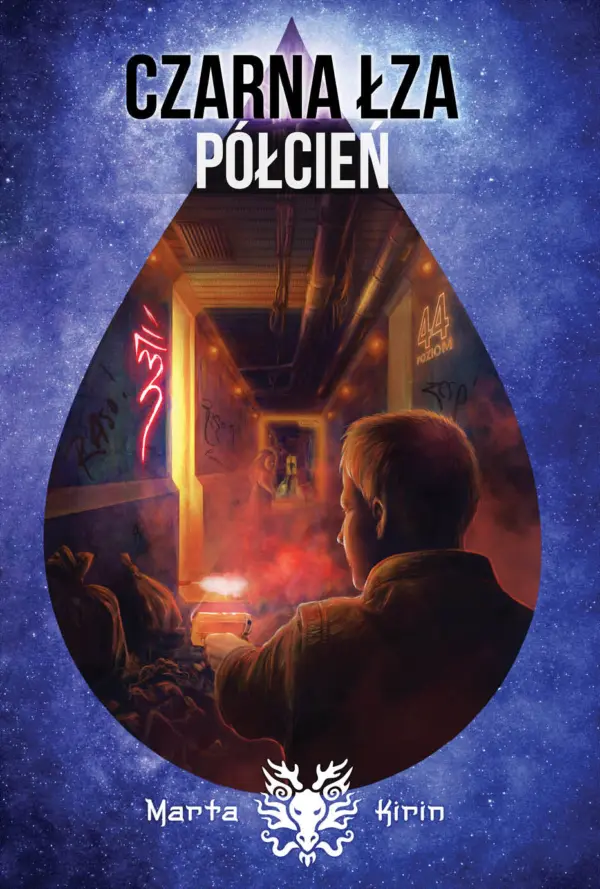 czarna-lza-polcieni-marta-kirin-fantasy-redakcja-ksiazki. Okładka książki Czarna łza półcieni Marty Kirin powieść fantasy